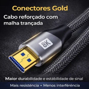 Cabo Hdmi 2.1 8k Gold Ultra Hd Compatível Com Ps5 Xbox Series X/s 3 Metros - Imagem 4