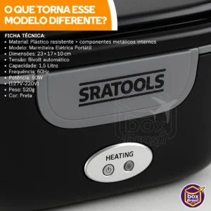 Marmita Elétrica Divisória Colher Lancheira Esquenta Rapido - Imagem 7