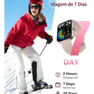 Relógio Smartwatch Feminino 1.83 Rosa Saúde E Notificações - Imagem 3