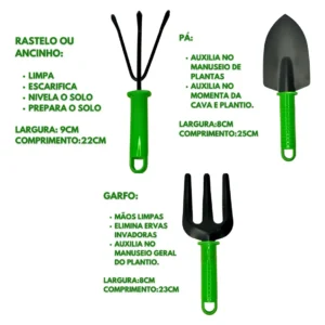 Kit Jogo Jardinagem Jardim Pá Tesoura Poda Luva 5 Peças - Imagem 4