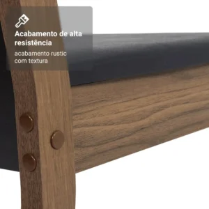 Sala De Jantar Madesa Talita Mesa Tampo Madeira 4 Cadeiras Cor Rustic/Preto/Sintético Preto Desenho do tecido das cadeiras Liso - Imagem 7