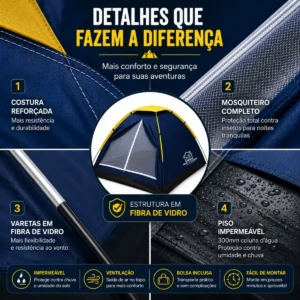 Barraca Para Até 4 Pessoas Camping Iglu Home Utilidades - Imagem 5