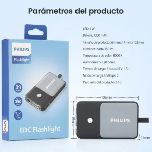 Philips Lanternas Led 350 Lm 1200mah Com Uv Sfl-3403 Preto Branco - Imagem 8