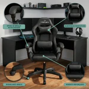 Cadeira Gamer Wells Preta Healer - Imagem 8