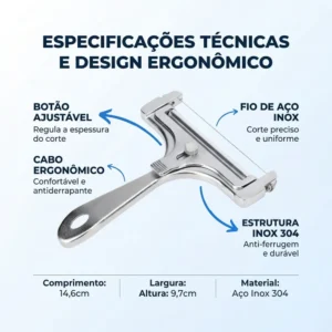Fatiador Cortador Queijo E Frios Inox Portátil Fio Regulável - Imagem 4