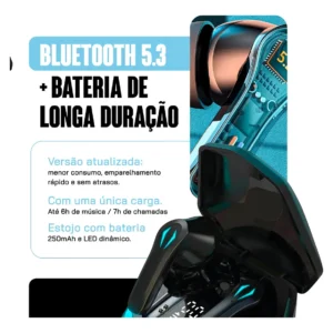 Fone de Ouvido Casenn G9S Bluetooth TWS Gamer Preto com Microfone e LED - Imagem 4