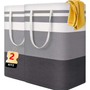 Kit 2 Cesto De Roupa Suja Grande Dobrável Para Banheiro 72l - Imagem 1
