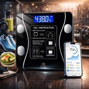 Balança Digital Bioimpedância Profissional smart imc 180kg Bluetooth Corporal Aparelho Alta Capacidade aplicativo App para Android e para IOS Balança De Banheiro Academia - Imagem 1