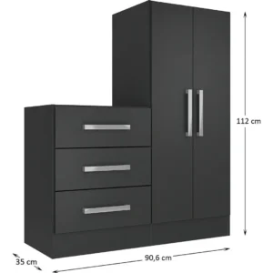 Cômoda 2 Portas 3 Gavetas Rodial Dunas Wt - Imagem 3