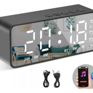 FORESTORY G50 Relógio Digital Despertador Mesa Cabeceira Alarme Rádio Fm - Preto Com Bluetooth, Entrada Auxiliar (aux), Rádio Fm E Usb.Relógio Despertador Rádio Fm Caixa Som Bluetooth Alarme S/fio - Imagem 1