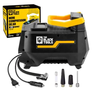 Compressor De Ar Elétrico Portátil 120w Encher Pneu Carro Moto Bicicleta Tcm100 The Black Tools - Imagem 1