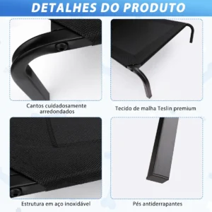 Cama Suspensa Caes Para Cachorros Grande - Resistente Preto - Imagem 6