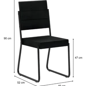 Conjunto Sala De Jantar Carraro Com Mesa E 6 Cadeiras Preto Fenix Carraro - Imagem 4