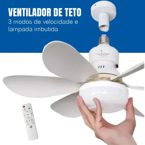 Ventilador De Teto Silencioso De 3 Modos Com Lâmpada Controle Branco 50 Cm 50 Hz X 60 Hz Branco 127/220v Plástico Polo Uk