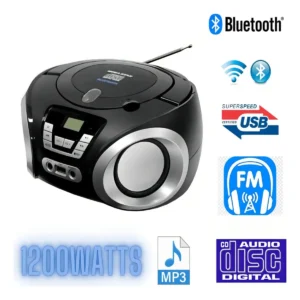 Micro System Megastar Mp-1842bt Radio Portatil Com Bluetooth USB FM Com Entrada Auxiliar in Fone e Toca CD - Imagem 3