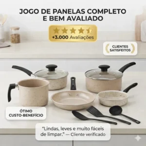 Jogo De Panelas 8 Peças Teflon Antiaderente Tampa De Vidro - Imagem 4