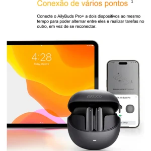 Fone QCY HT10 AilyBuds Pro ANC Bluetooth 5.3 Multiponto IPX5 Cor Preto - Imagem 4