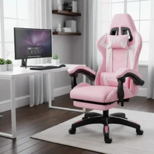 Cadeira Gamer Python Fly Rosa/Branco Reclinável 150kg Apoio de Pés - Imagem 3