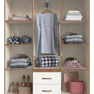 Guarda Roupa Solteiro 6 Portas 2 Gavetas Sidney Doripel Cor Off White/nogueira - Imagem 4