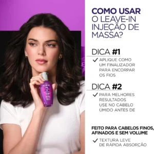 L'Oréal Paris Elseve Collagen Lifter Kit Shampoo, Condicionador e Sérum Leave-in com Peptídeos e Proteção Térmica para Cabelos Finos, Volume em 3D, 400ml + 400ml + 100ml - Imagem 3