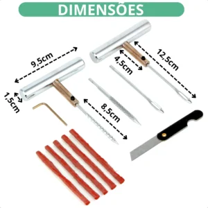 Kit Remendo Metal Reparo Macarrão Pneu Carro Moto C/ Maleta - Imagem 7
