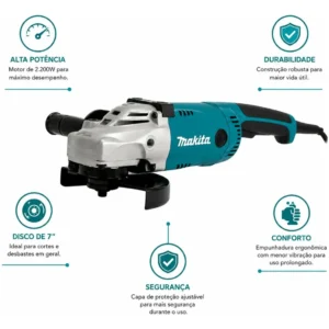 Esmerilhadeira Angular 7 2.200 W Ga7020 Makita - Imagem 3