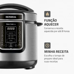 Panela Elétrica Pe-60-6l Digital Pressão 6l Mondial Cor Preto Frequência 60hz - Imagem 7