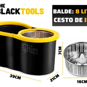 Mop Giratório 360° Balde Inox 8 Litros Centrífuga C/ 2 Refis - Imagem 4
