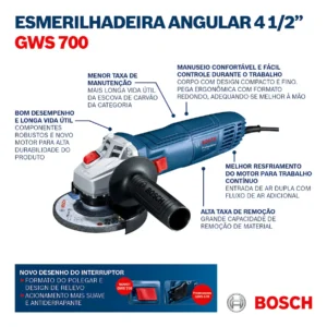 Esmerilhadeira angular Bosch Professional GWS 700 azul 710 W - Imagem 8