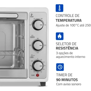 Forno Elétrico 52L Grand Family II, Mondial, Branco/Inox, 1800W FRN-52-W - Imagem 7