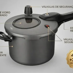Panela de Pressão 4,5l com Fechamento Externo Tampa com Visor de Vidro Antiaderente Grafite MTA - Imagem 7