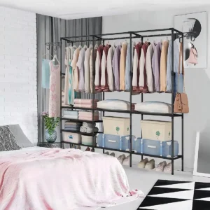 Cabideiro Arara Closet Roupas Sapateira Triplo Cor Preto - Imagem 4