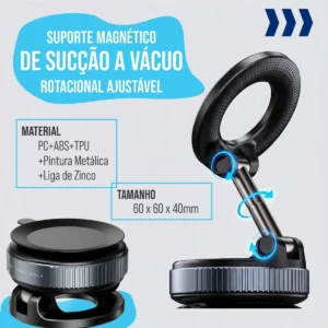 Suporte Celular Magnético Veicular Ventosa Sucção Academia Automotivo 360° Portátil Dobrável Para Mesa Parede Vidro Espelho Painel Fixa Forte Carro Casenn - Imagem 3