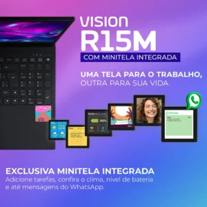 Notebook Positivo Vision R15M AMD Ryzen 5-5625U Linux 8GB RAM 256GB SSD Wi-Fi 6 Tela 15” Full HD IPS Antirreflexo - Minitela - Permite upgrade de memória RAM e SSD - Preto - Imagem 6