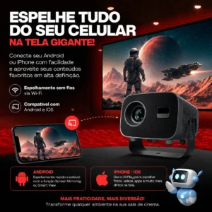 Projetor Portátil Full Hd 4k T15 Pro 10000lm Cores Fortes Hd - Imagem 5