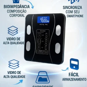 Balança Digital Bioimpedância Profissional smart imc 180kg Bluetooth Corporal Aparelho Alta Capacidade aplicativo App para Android e para IOS Balança De Banheiro Academia - Imagem 7