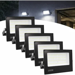 Kit 5 Refletor SMD Led Koales 200w Prova Dágua Carcaça Preto Luz Branco-frio - Imagem 1