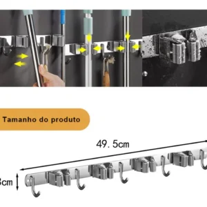 Suporte Pendurador 9 Acessórios Para Vassouras E Esfregões - Imagem 5