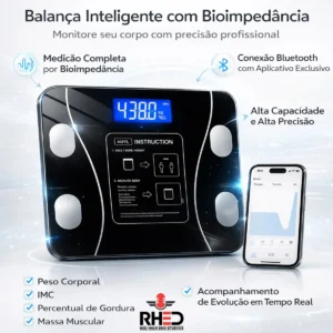 Balança Digital Bioimpedância Profissional smart imc 180kg Bluetooth Corporal Aparelho Alta Capacidade aplicativo App para Android e para IOS Balança De Banheiro Academia - Imagem 6