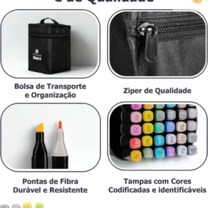 Kit 100 Canetinhas Touch + 2 Livros Capa Dura De Colorir - Imagem 7