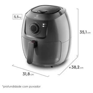 Air Fryer Fritadeira Sem Óleo Elétrica Electrolux 6,5l Family Cesto Removível Com Timer 1700w De Potência Eaf50 Grafite Efficient Por Rita Lobo - Imagem 3
