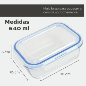 Kit 10 Pote De Vidro Marmita Hermético 640ml Freezer Fitness - Imagem 3