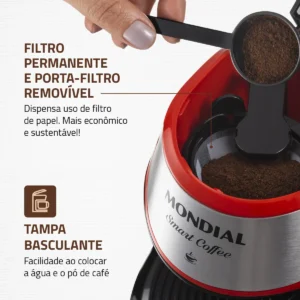 Cafeteira Elétrica C-42 com 2 Xícaras Mondial Cor Vermelho - Imagem 5