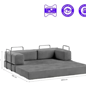 Sofá-cama Flowin Cotelê Retratil Vai Na Caixa Com Chaise - Imagem 3