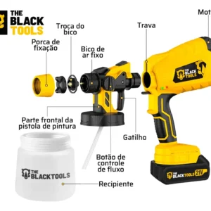 Pistola Pintura A Bateria 1,0 L Bivolt 500w + Acessórios - Imagem 5