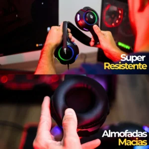 Fone De Ouvido Headset Gamer Rgb Led Pc Computador Vídeogame - Imagem 4