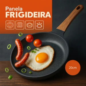 Frigideira Antiaderente Cerâmica 20cm Indução Gás Fogão Cabo Madeira Resistente Alta Temperatura - Era Home Decor - Imagem 7