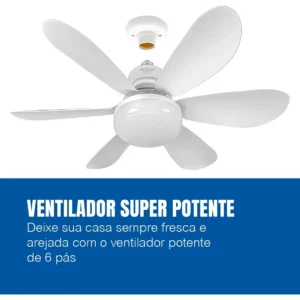 Ventilador De Teto Silencioso De 3 Modos Com Lâmpada Controle Branco 50 Cm 50 Hz X 60 Hz Branco 127/220v Plástico Polo Uk - Imagem 3