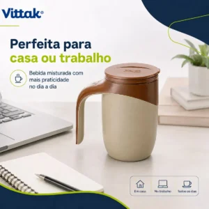 Vittak Caneca Mixer Elétrica Copo Mistura 380ml Com Tampa - Imagem 2