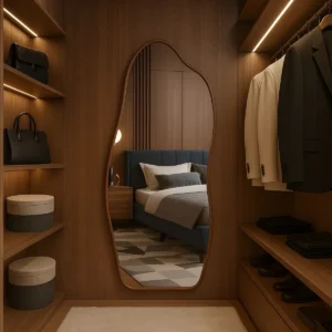 Espelho 100x50 Orgânico Corpo Inteiro Grande Moldur Caramelo Preto - Imagem 1